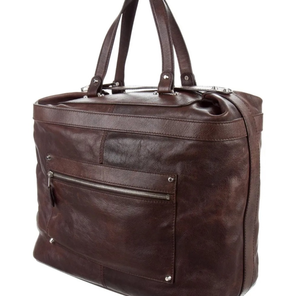BALENCIAGA CLASSIC LEATHER BAG TRAVEL TOTE SILVER HARDWARE BROWN VINTAGE UNISEX - Picture 12 of 16
